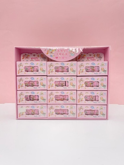 Набор декоративного скотча 4 шт. &quot;Cute ballon&quot; pink, шоу-бокс 12 шт. 