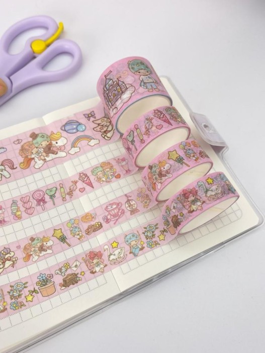 Набор декоративного скотча 4 шт. &quot;Cute ballon&quot; pink, шоу-бокс 12 шт. 