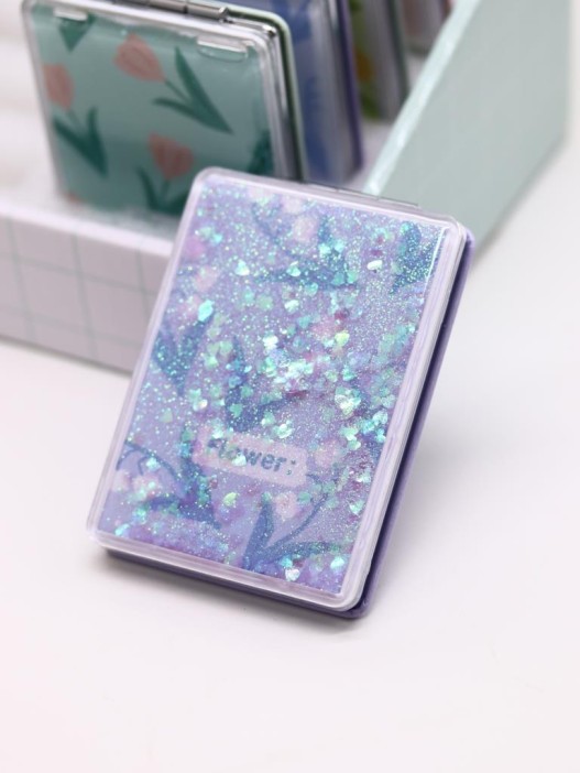 Зеркало раскладное шейкер &quot;Ландыши&quot;, фиолетовое, 8*6 см 