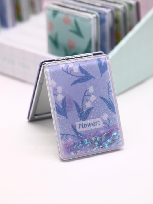 Зеркало раскладное шейкер &quot;Ландыши&quot;, фиолетовое, 8*6 см 