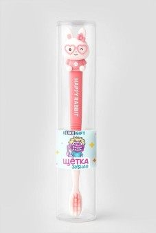 Зубная щётка для взрослых iLikeGift "Мечтательный зайка", розовая (21 см)