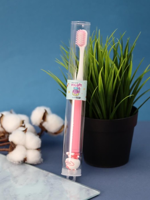 Зубная щётка для взрослых iLikeGift "Мечтательный зайка", розовая (21 см) 