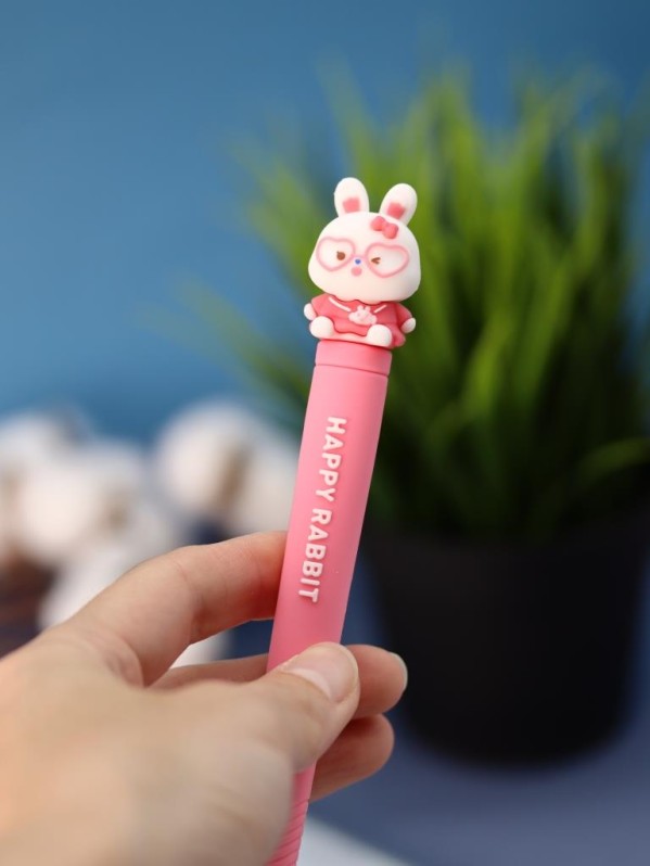 Зубная щётка для взрослых iLikeGift "Мечтательный зайка", розовая (21 см)