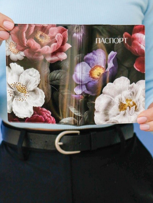 ОБЛОЖКА ДЛЯ ПАСПОРТА «Flowers», плотность 600 мкм 