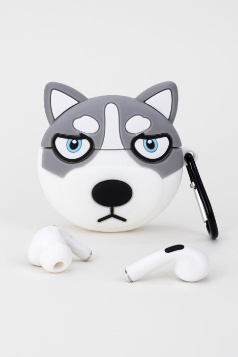 Чехол для AirPods Pro &quot;Angry huskies&quot;, grey 