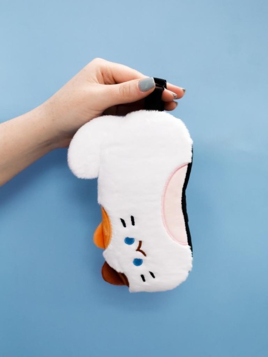 Маска для сна гелевая GIRLY "Пушистый кот", белая 