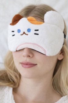 Маска для сна гелевая GIRLY "Пушистый кот", белая