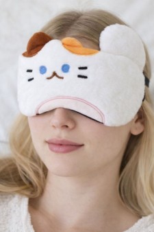 Маска для сна гелевая GIRLY "Пушистый кот", белая