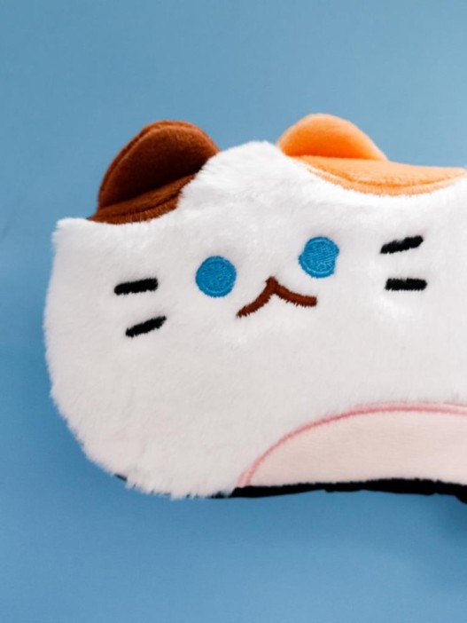 Маска для сна гелевая GIRLY "Пушистый кот", белая 