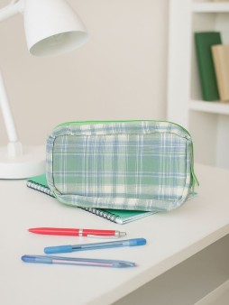 Пенал, косметичка "Plaid", green