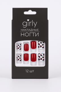 Накладные ногти GIRLY «Red-black color», 12 шт., с клеевыми пластинами