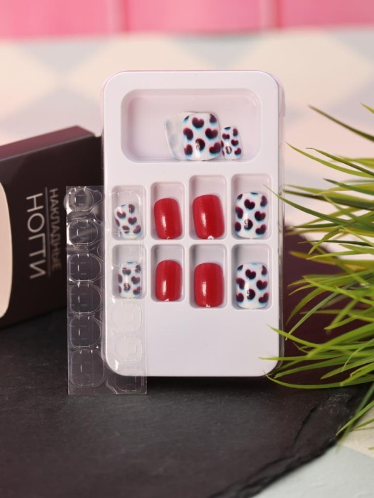 Накладные ногти GIRLY «Red-black color», 12 шт., с клеевыми пластинами 