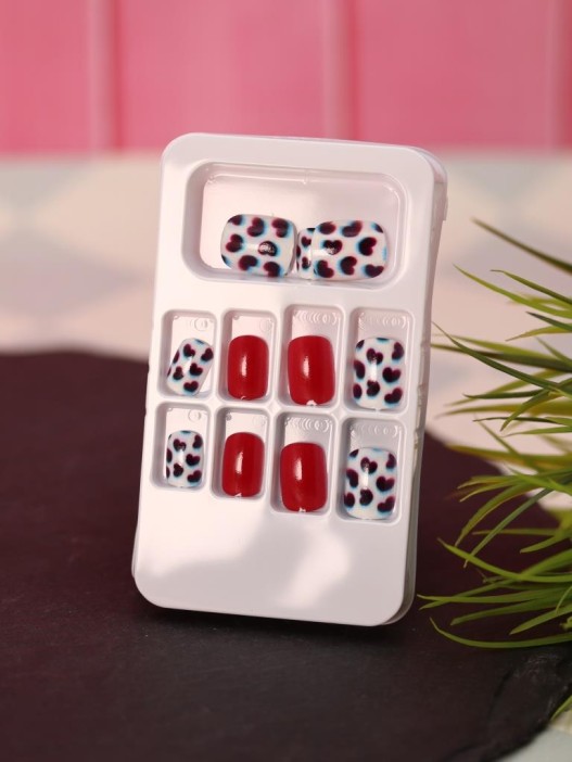 Накладные ногти GIRLY «Red-black color», 12 шт., с клеевыми пластинами 