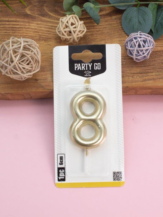 Свеча для торта &quot;Golden glow&quot; цифра 8, (6 см) 