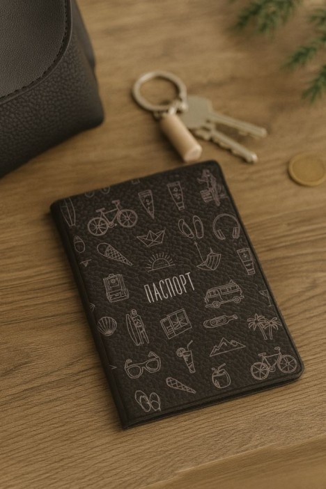 ОБЛОЖКА ДЛЯ ПАСПОРТА  из искусственной кожи «Journeys», плотность 800 мкм 