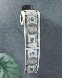 Сувенирная туалетная бумага. «100 долларов», двухслойная, 25 м (10х9,5 см)