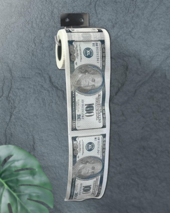 Сувенирная туалетная бумага. «100 долларов», двухслойная, 25 м (10х9,5 см) 