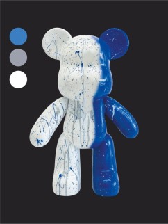 Набор для творчества с красками (3*60 мл) "Fluid bear", 23 см (синий/белый/серебристый)