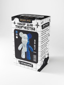 Набор для творчества с красками (3*60 мл) "Fluid bear", 23 см (синий/белый/серебристый)