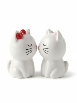 Набор для специй керамический iLikeGift «Cats», солонка и перечница (5*4,5*7,2см)
