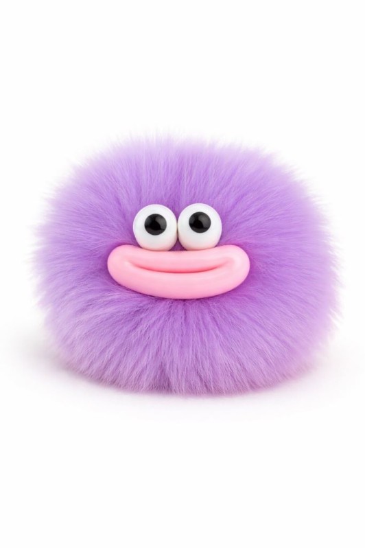 Плюшевое раскладное зеркало с брелоком "Fluffy face", purple (7*7 см) 