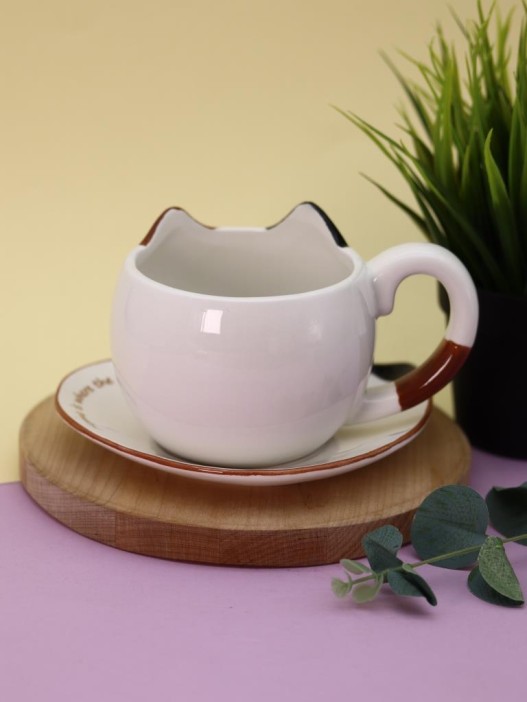 Керамический чайный набор (кружка+блюдце) «Mr. Purr», 430 ml 