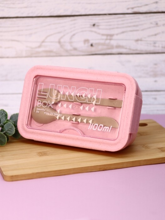 Ланчбокс &quot;Beautiful life&quot;, pink (ложка+вилка), 1100 мл 