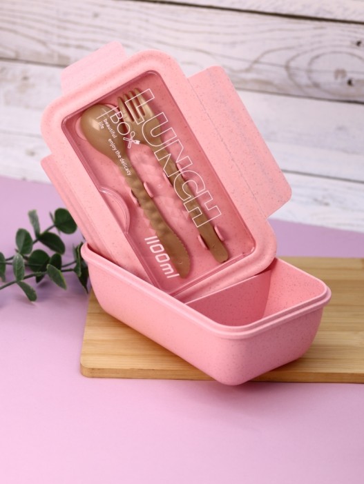 Ланчбокс "Beautiful life", pink (ложка+вилка) 
