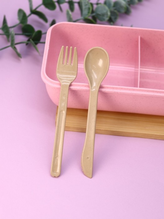 Ланчбокс "Beautiful life", pink (ложка+вилка) 