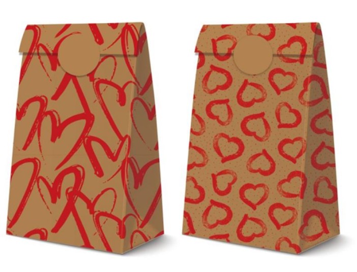 Набор подарочных пакетов+наклейки (6 шт.) &quot;Many hearts&quot;, 24*13*8 