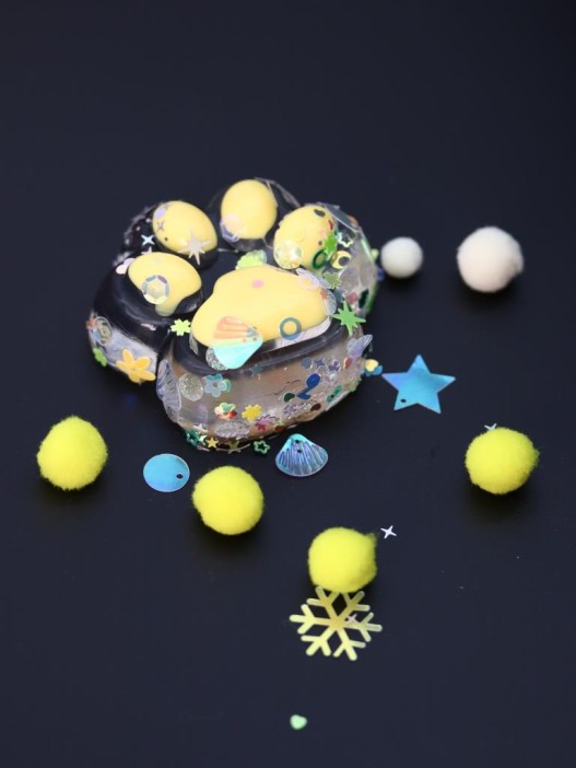 Мялка - антистресс «Таба ЛАПКА со звёздочками», жёлтая, 6 x 7,3 см 