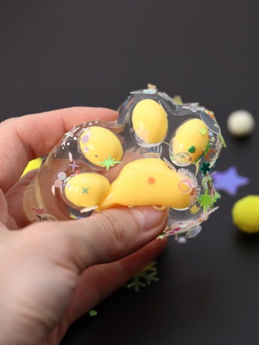 Мялка - антистресс «Таба ЛАПКА со звёздочками», жёлтая, 6 x 7,3 см 