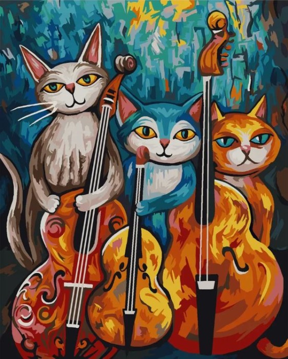 Картина по номерам 40*50 &quot;Музыкальное трио&quot; (23 цвета) 