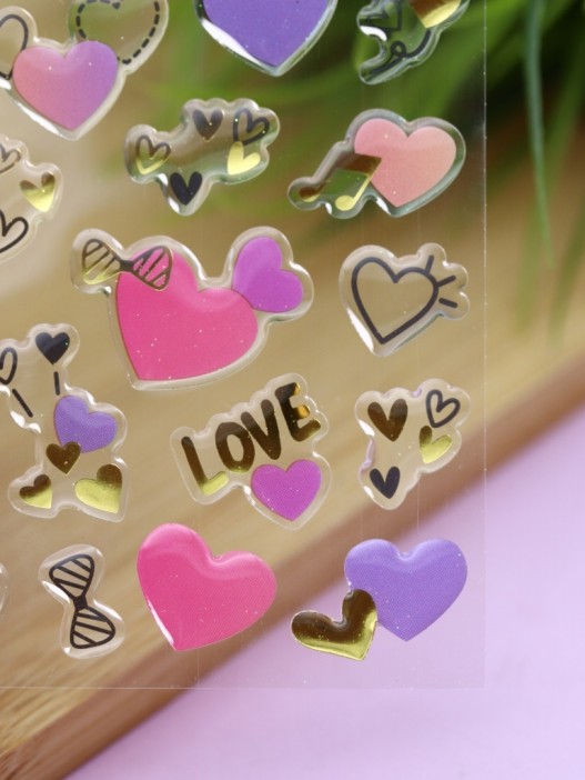 Наклейки объемные &quot;Flaming Hearts&quot; (20,5*9 см) 