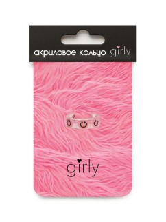 Кольцо акриловое GIRLY &quot;Pink smile&quot;, white (d=1,7 см)