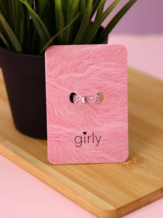 Кольцо акриловое GIRLY "Розовая улыбка", белое (d=1,7 см) 