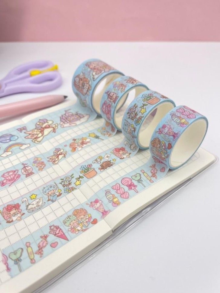 Набор декоративного скотча 4 шт. "Cute ballon" blue, шоу-бокс 12 шт.