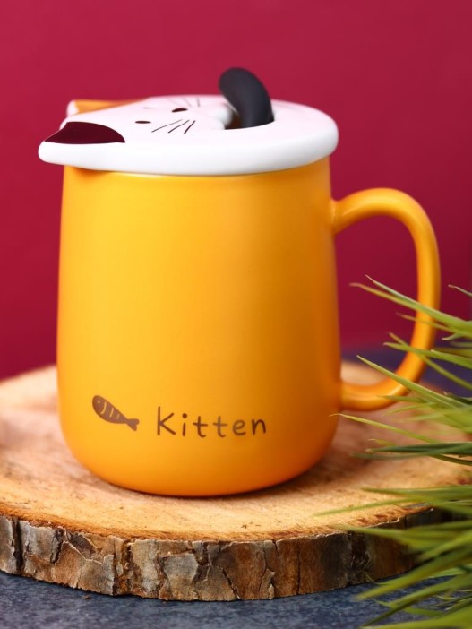 Кружка «Kitten loves fish», orange (450 ml) 