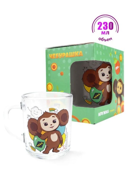 Кружка "Чебурашка Лето", в подарочной упаковке, стекло (230 мл) 