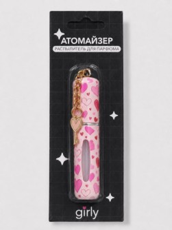 Распылитель (атомайзер) для парфюма GIRLY "Сердца" розовый, 10 мл