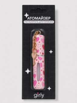 Распылитель (атомайзер) для парфюма GIRLY "Сердца" розовый, 10 мл