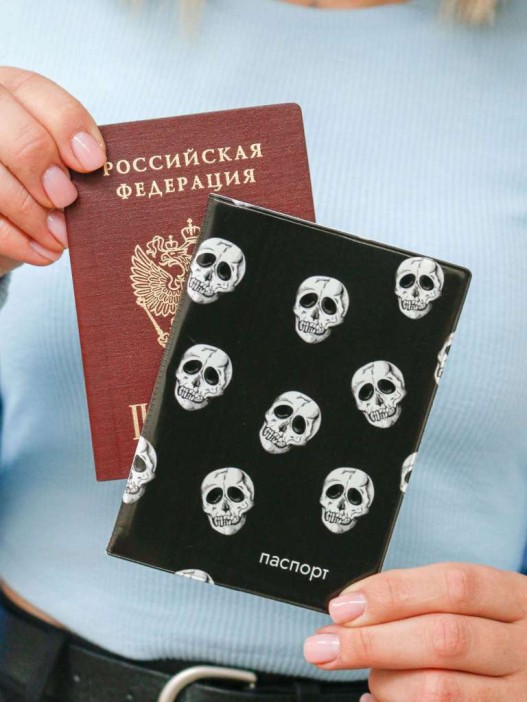 ОБЛОЖКА ДЛЯ ПАСПОРТА «Skulls», плотность 600 мкм 