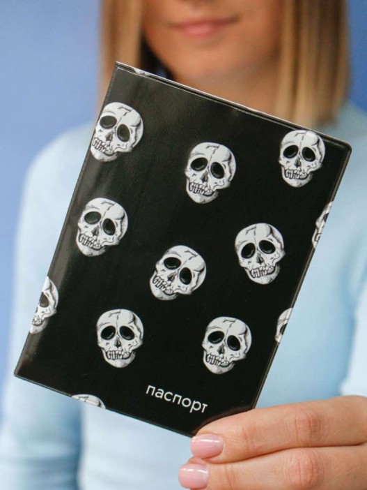 ОБЛОЖКА ДЛЯ ПАСПОРТА «Skulls», плотность 600 мкм 