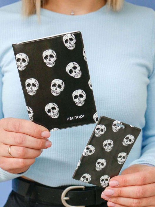 ОБЛОЖКА ДЛЯ ПАСПОРТА «Skulls», плотность 600 мкм 