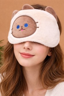 Маска для сна гелевая GIRLY "Пушистый кот", серая