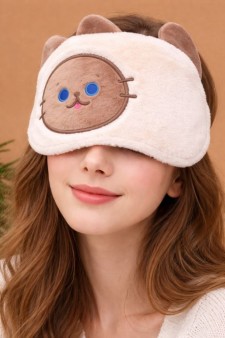 Маска для сна гелевая GIRLY "Пушистый кот", серая