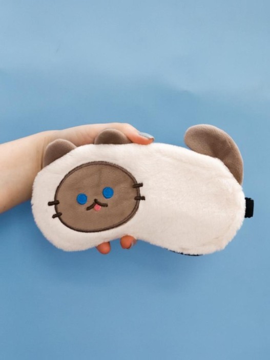 Маска для сна гелевая GIRLY "Пушистый кот", серая 