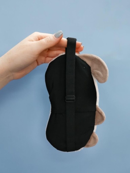 Маска для сна гелевая GIRLY "Пушистый кот", серая 