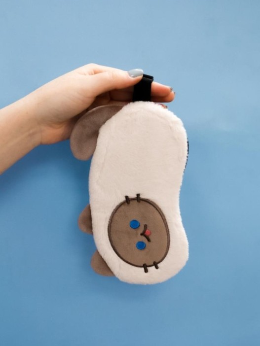 Маска для сна гелевая GIRLY "Пушистый кот", серая 