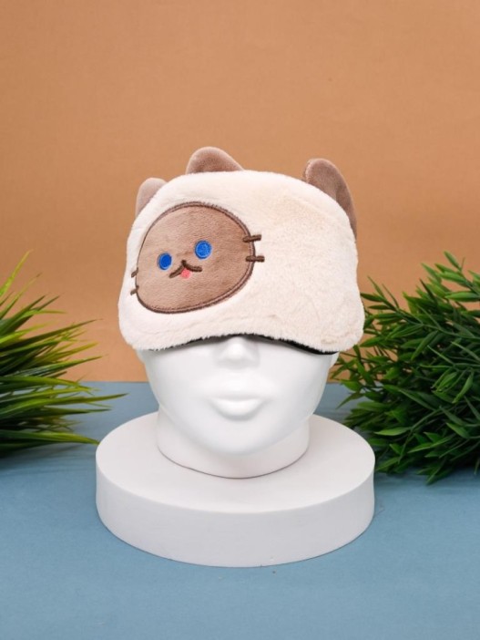 Маска для сна гелевая GIRLY "Пушистый кот", серая 